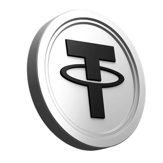 Tether-USDT-Münzengrafik im Infobereich der Plattform